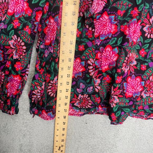 Terra & Sky womens 2X long sleeve pink blouse floral mulitcolor girly ruffle - Picture 5 of 11